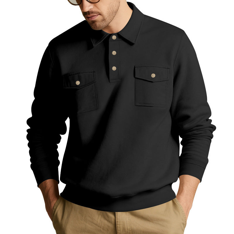 Herren nan Pullover med polokrave og påsatte brystlommer Skovae
