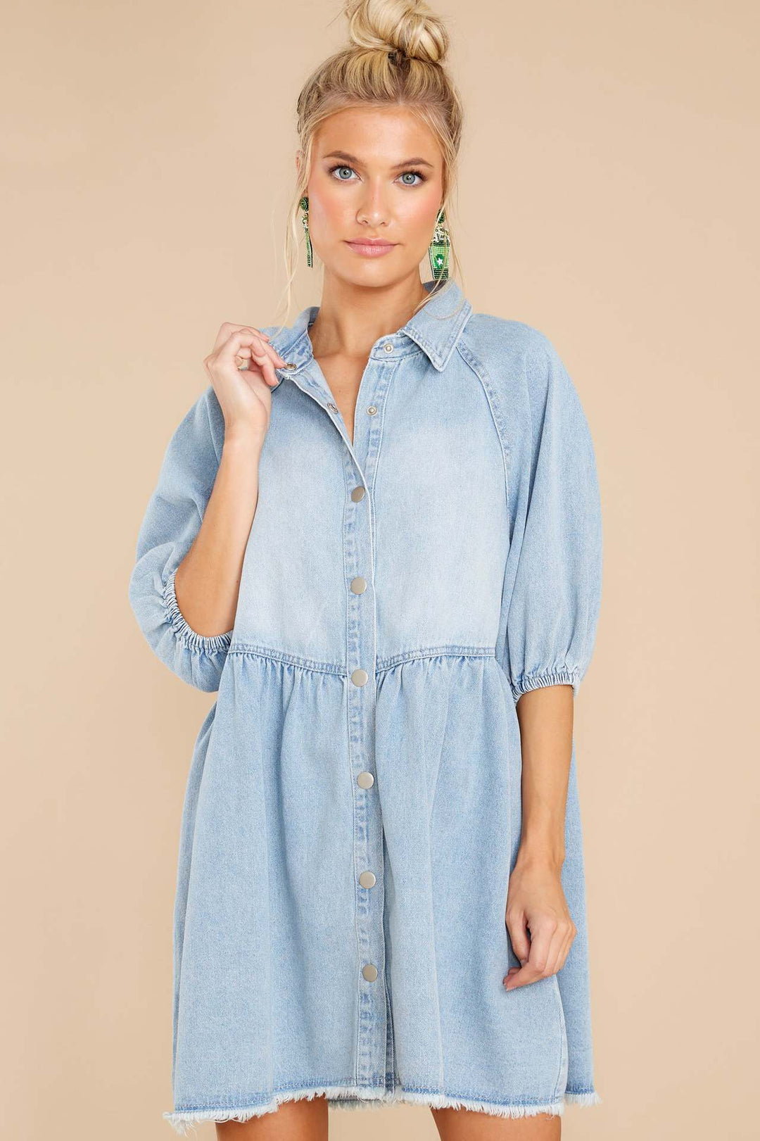 Dame Fritids Denim Skjortekjole Stilla