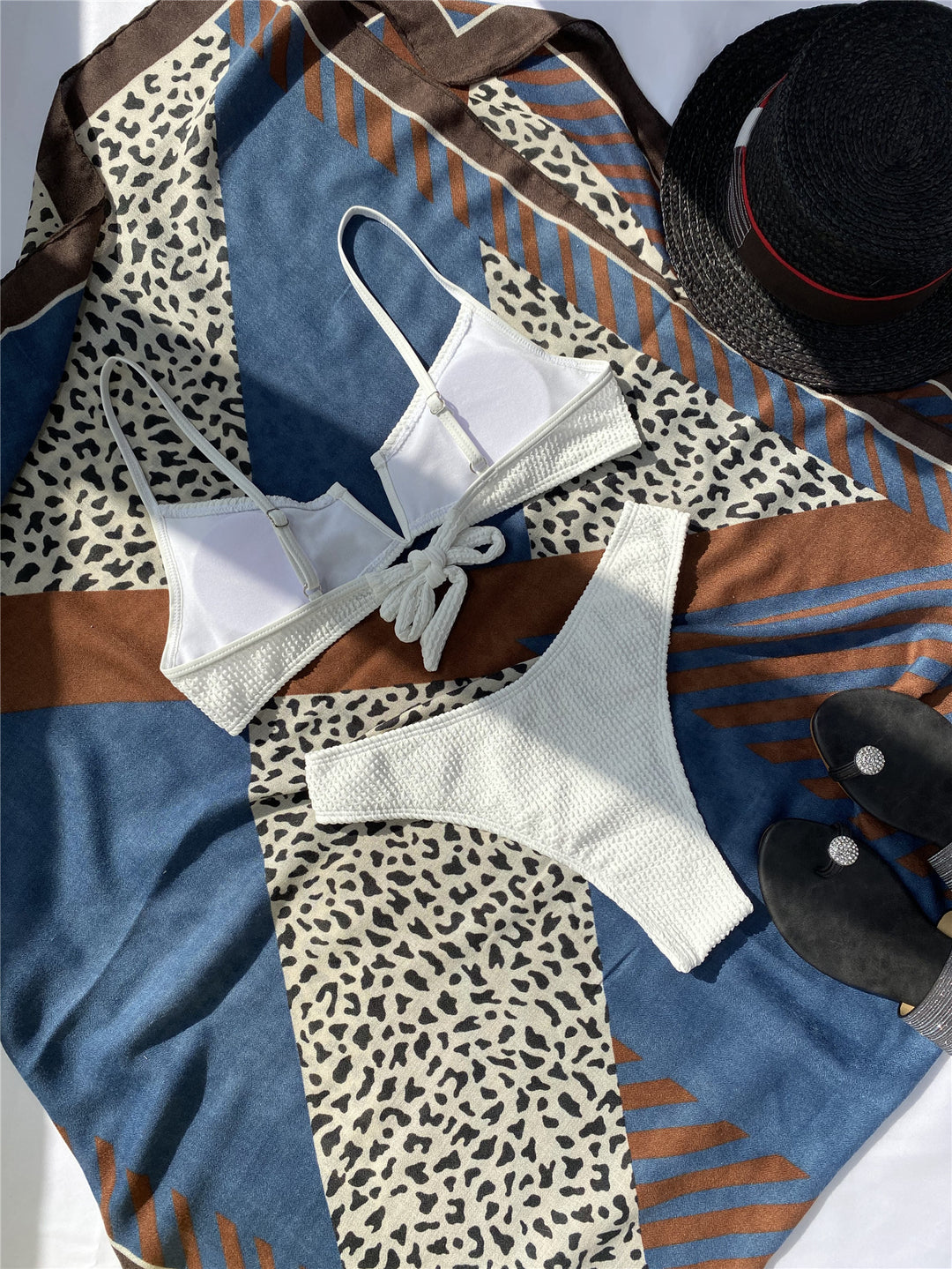 Dame Triangel-Bikini med moderne ringdetalje og struktureret materiale Stilla