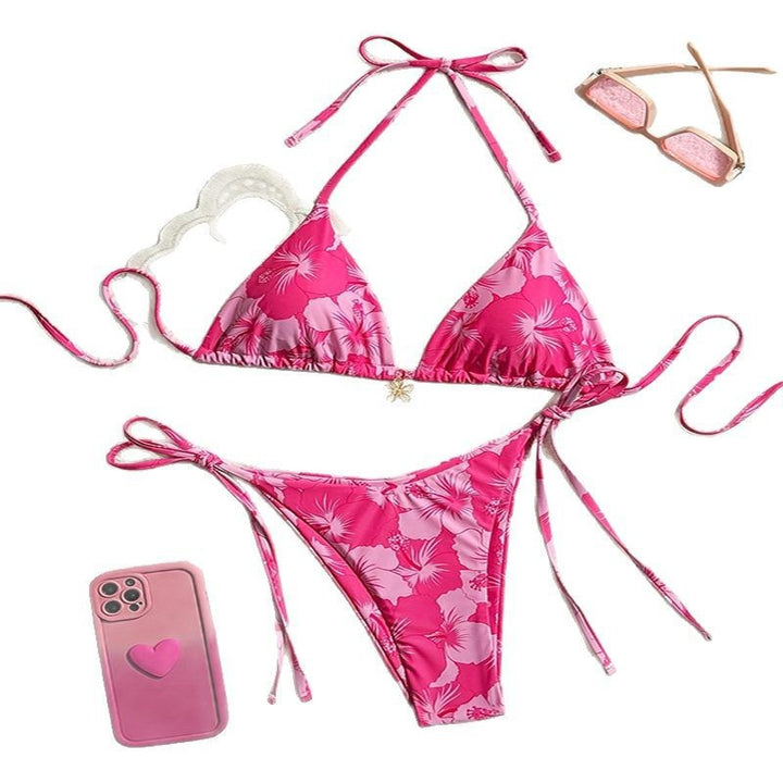 Damer triangel-bikini-sæt med legende blomsterdesigns Skovae