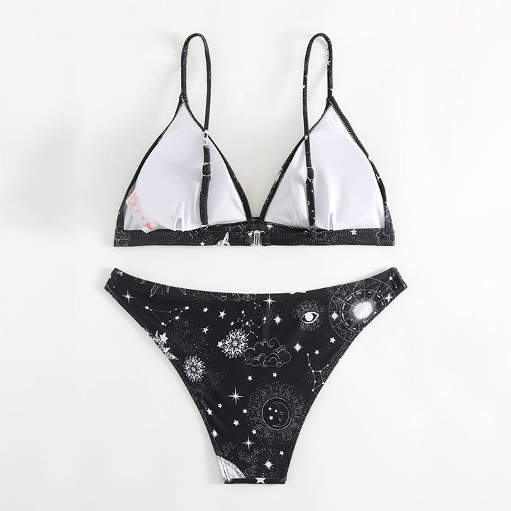 Dame triangel-bikini med celestial motiv og justerbare stropper Stilla