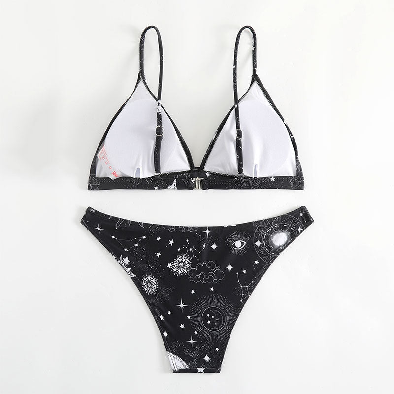 Dame triangel-bikini med unikt stjernemotiv og justerbare stropper Skovae