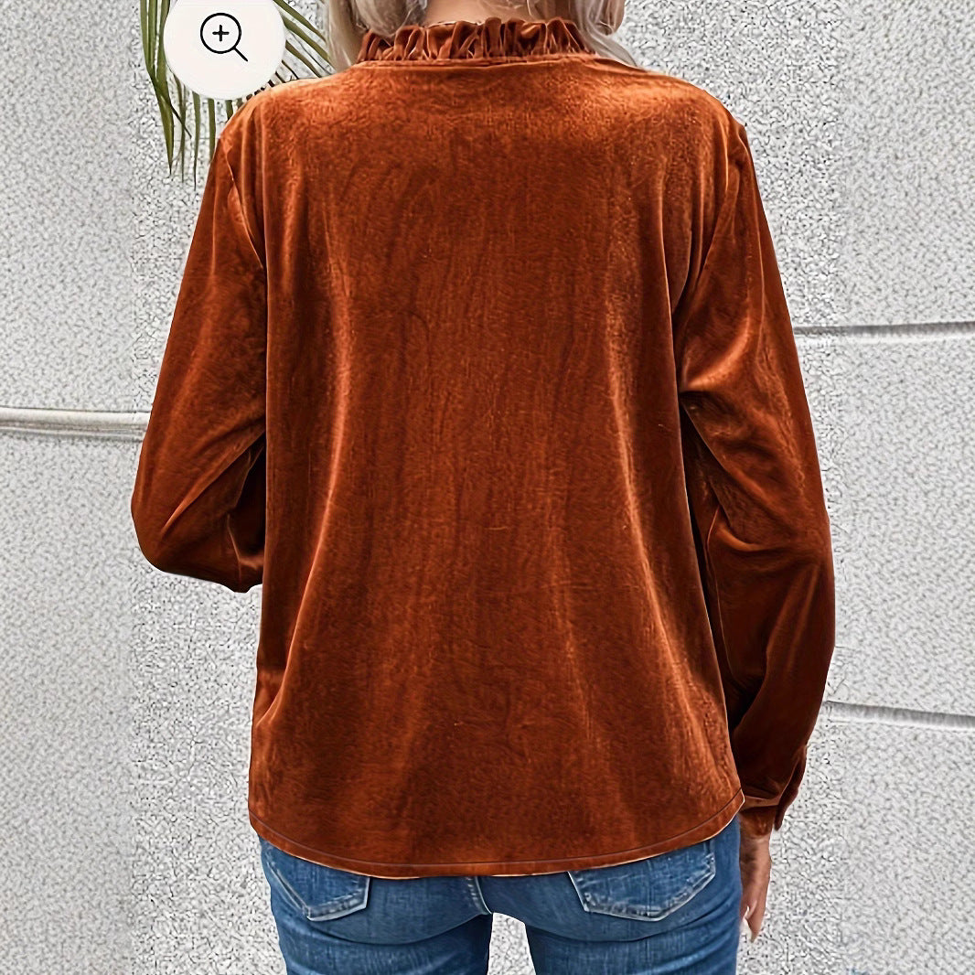 Dame Elastisk Bluse med Rynkedetaljer og Fin Struktur Stilla