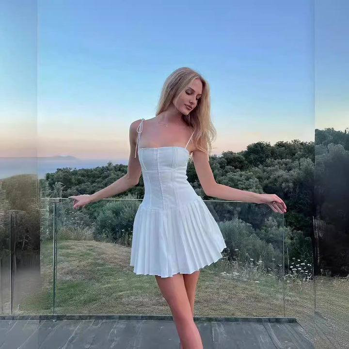 Dame Neckholder Minikjole med plisseret ned cropped top Skovae