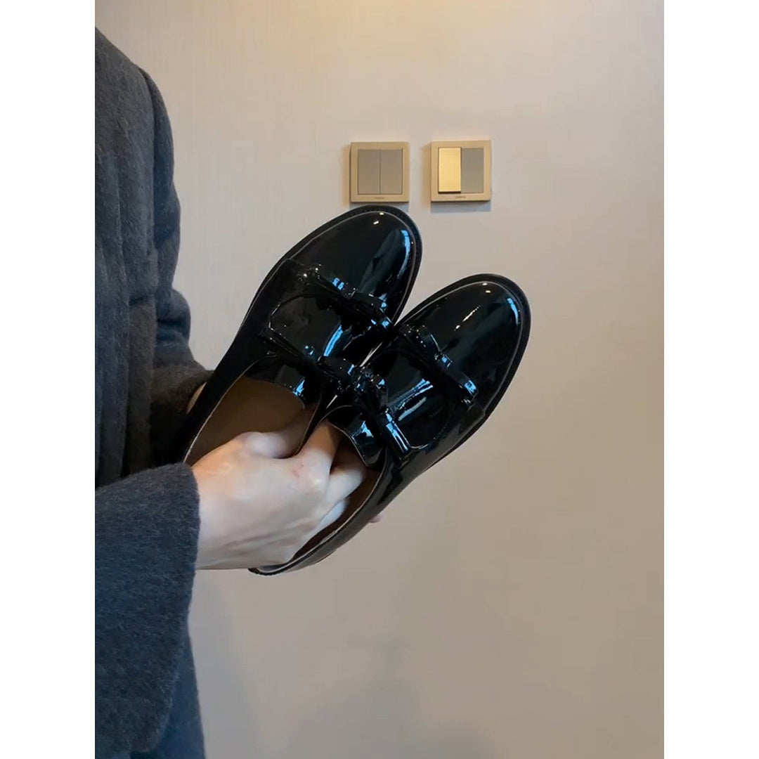 Dame Glitrende Læder Slippers med Dekorativ Sløjfe Stilla