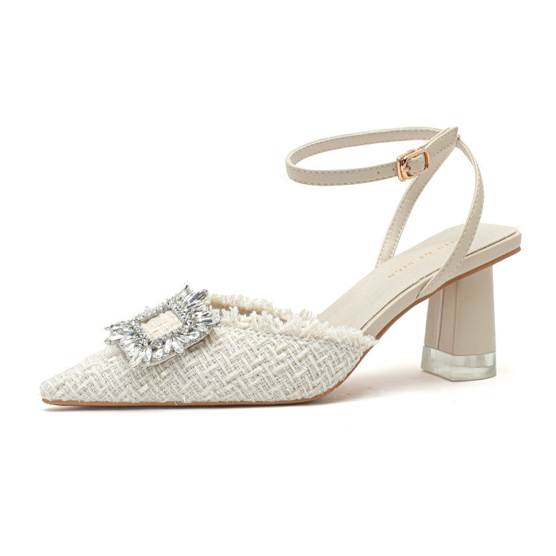 Dame Spids-Tå Slingback-Pumps med dekorativ sløjfe og blokhæl Stilla