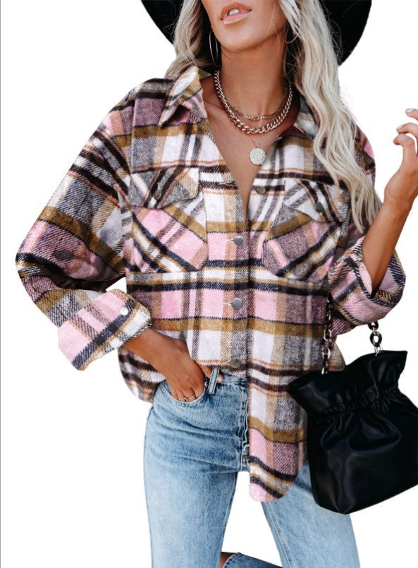 Dame Karo Overshirt med knaplukning og brystlommer Stilla