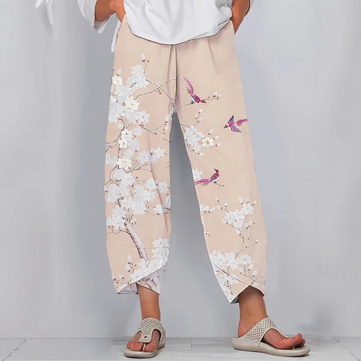 Dame Floral Print Bred Ben Bukser Stilla