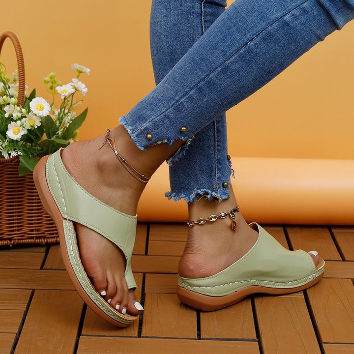 Dame Komfortable Tåsplit Sandaler med ergonomisk Såle Stilla