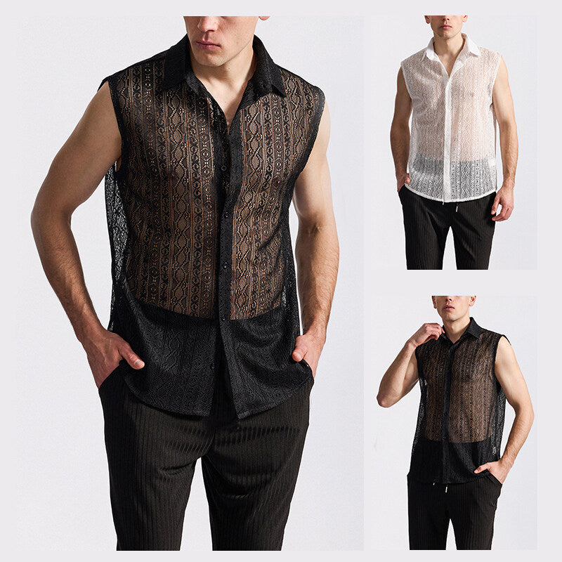Herrer Gennemsigtig Spids Bluse Stilla