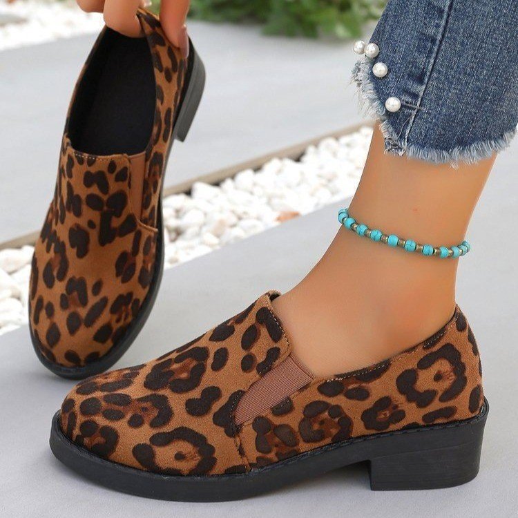Dame elegante mokkasiner med mode leopardmønster Stilla