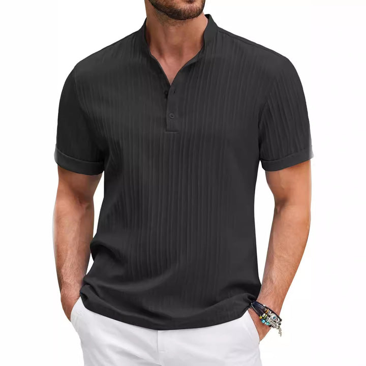 Herre mode kortærmet Henley trøje med struktureret design Stilla