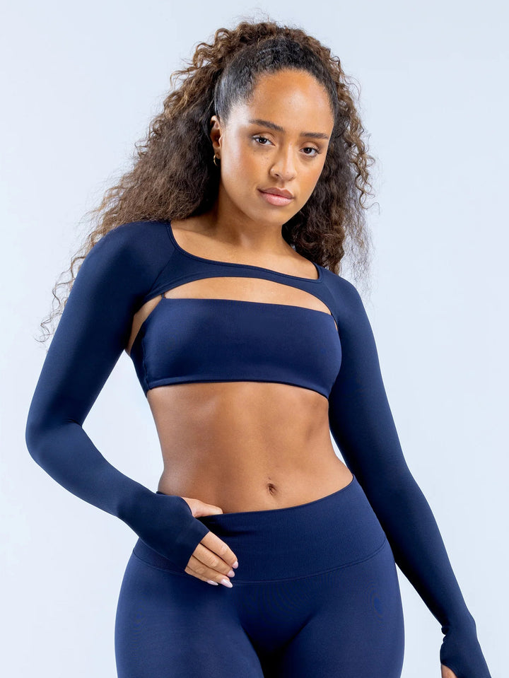 Dame Sporty Langærmet Crop-Top med skåret design Skovae