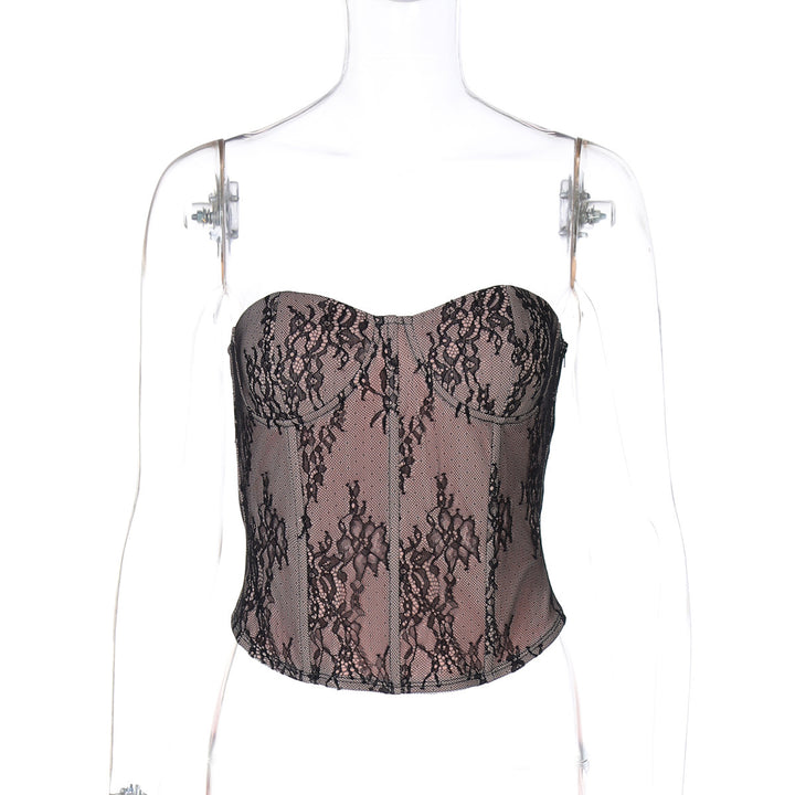 Dame Spitzen-Bustier med gennemgående design og elegante stropper Stilla