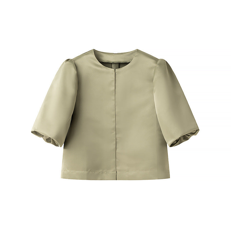 Dame Oversize Bluse med Puffærmer og elegant Krave Stilla