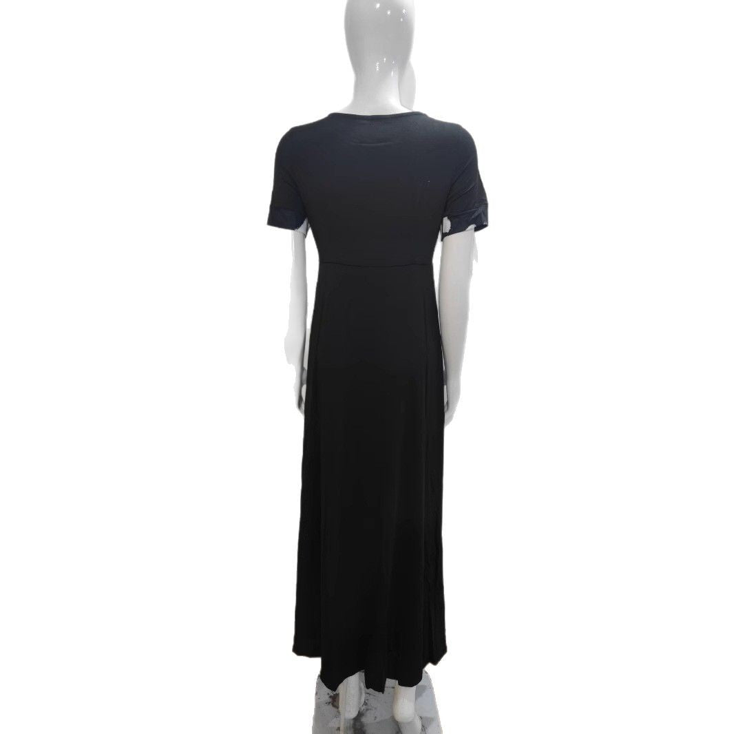 Stilla | Trendy 3/4-ærmet Rund Hals Stort Kant Lang Kjole