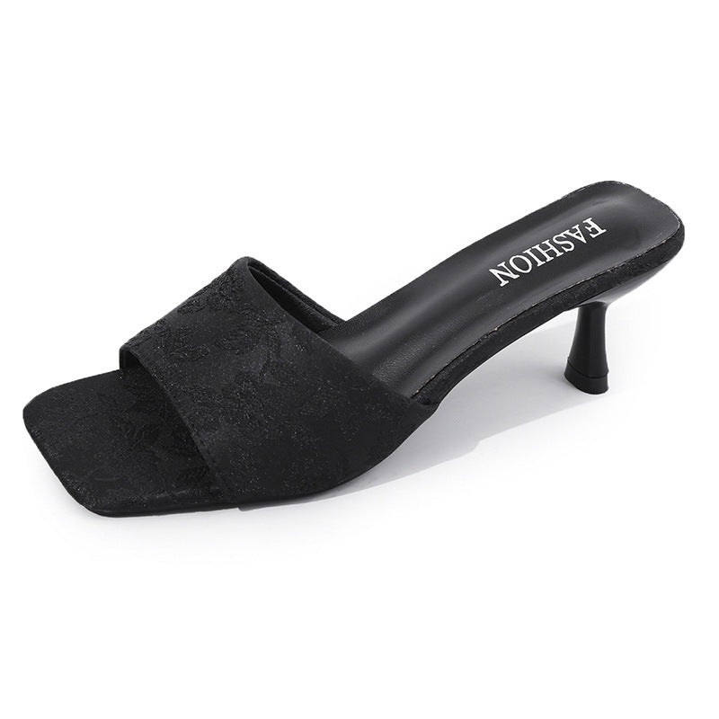 Damer Behagelige Slingback-Pantoletten med elegant blomstermønster og moderne hæl Stilla