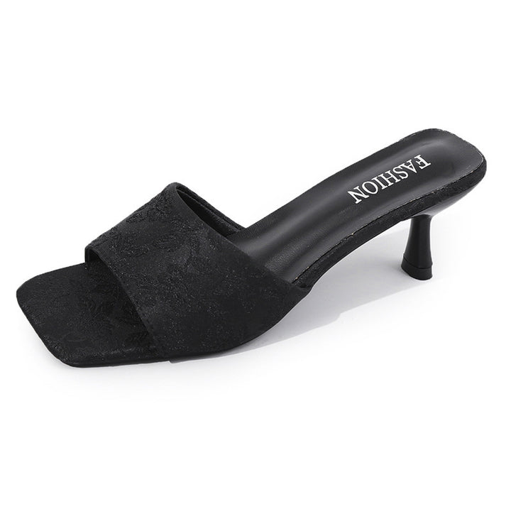 Damer Behagelige Slingback-Pantoletten med elegant blomstermønster og moderne hæl Stilla