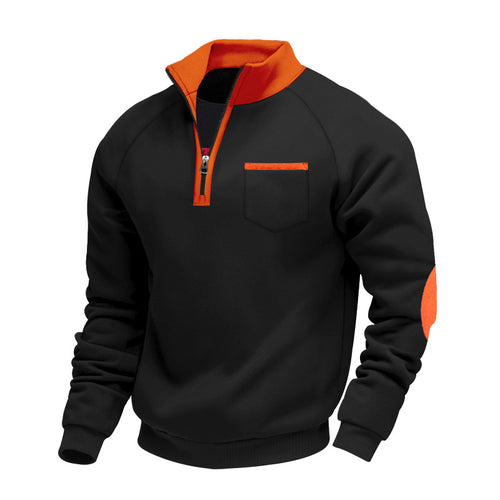 Herre sportpullover med kort lynlås og praktisk ståkrave Stilla