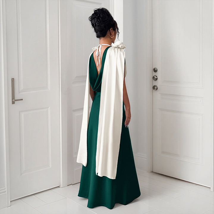Dame Elegant Maxi-kjole med Draperede Ærmer Stilla