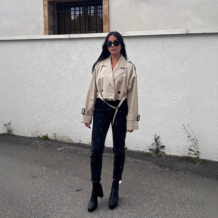 Dame modisch trenchcoat med bælte og oversized snit Stilla