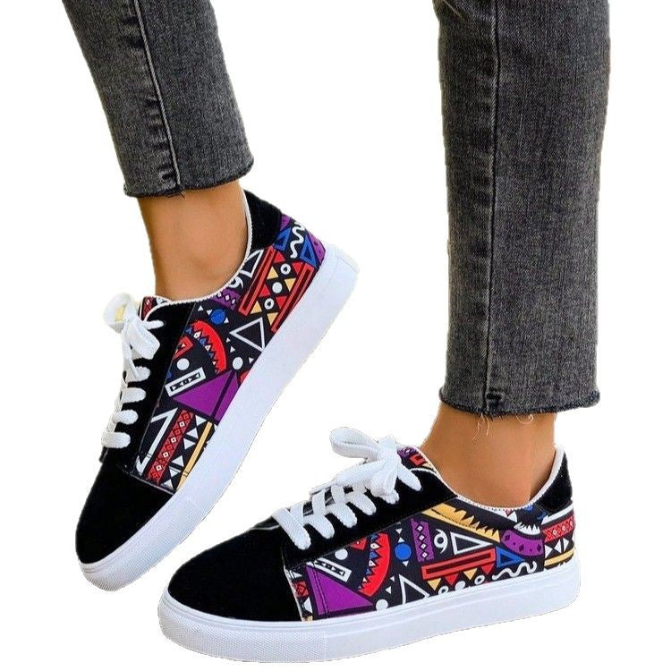 Damer fashionable sneakers med farverigt mønstertryk og blød sål Stilla