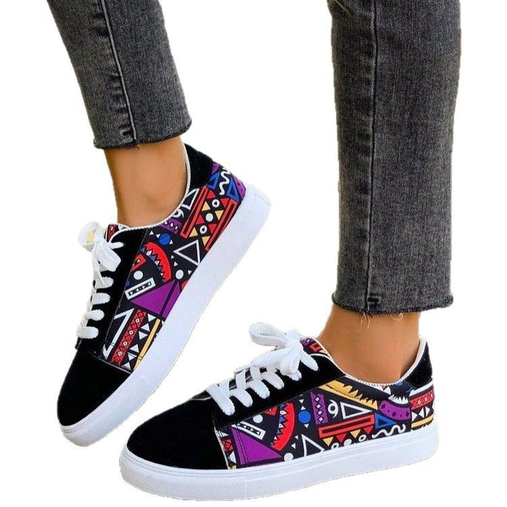 Damer fashionable sneakers med farverigt mønstertryk og blød sål Stilla