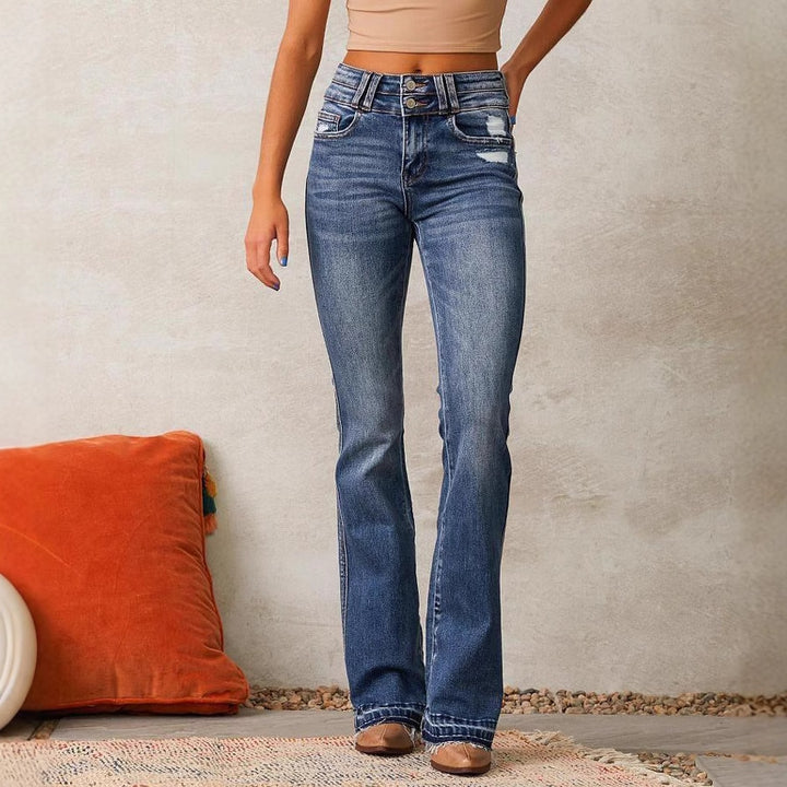 Dame Flare Jeans i Vintage-stil med høj talje Stilla
