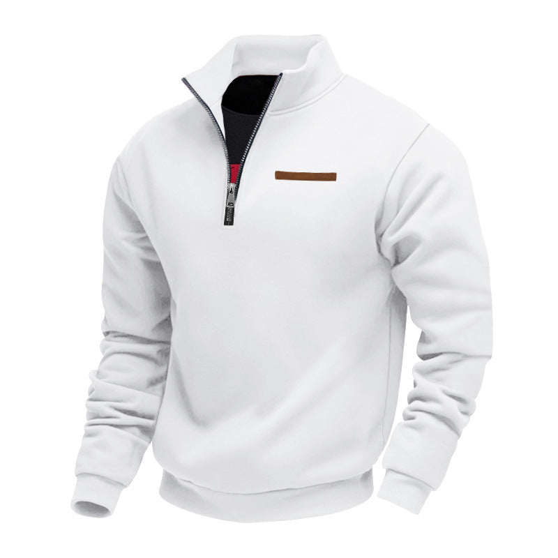 Herrer nan halv-zip sweatshirt lavet af tung fleece med ståkrave og skjult brystlomme Skovae