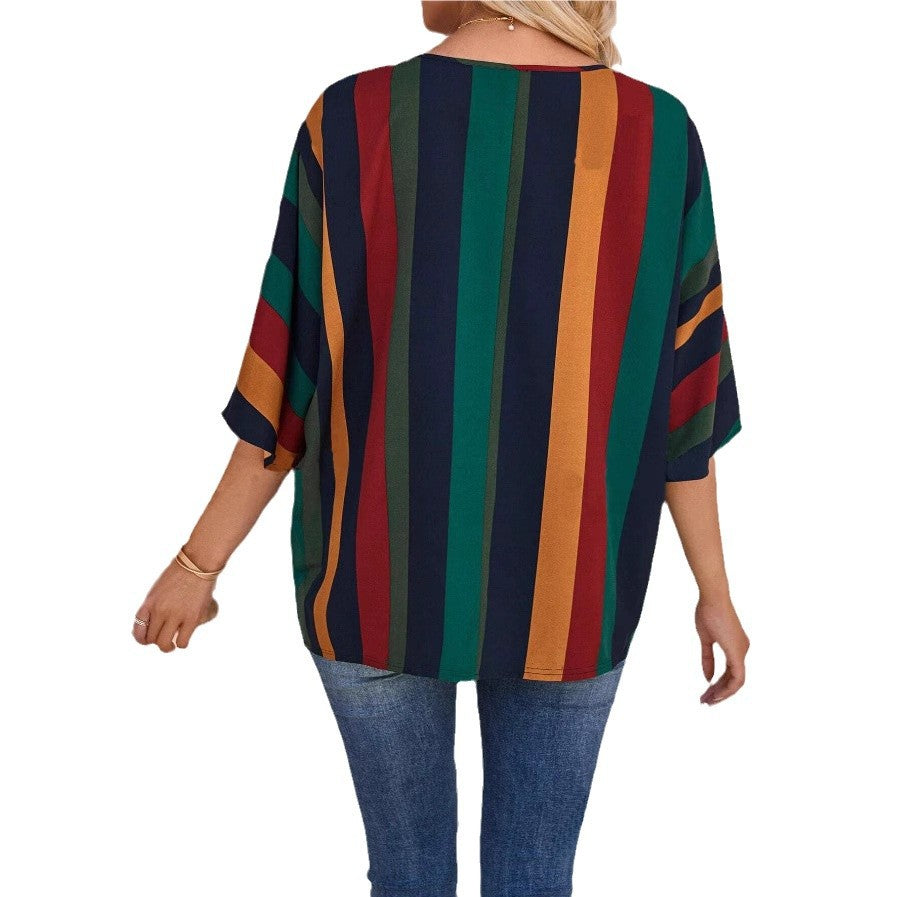Dame farverigt stribet top Skovae