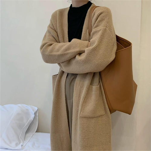 Femme Oversized Strik-Cardigan med lommer Stilla