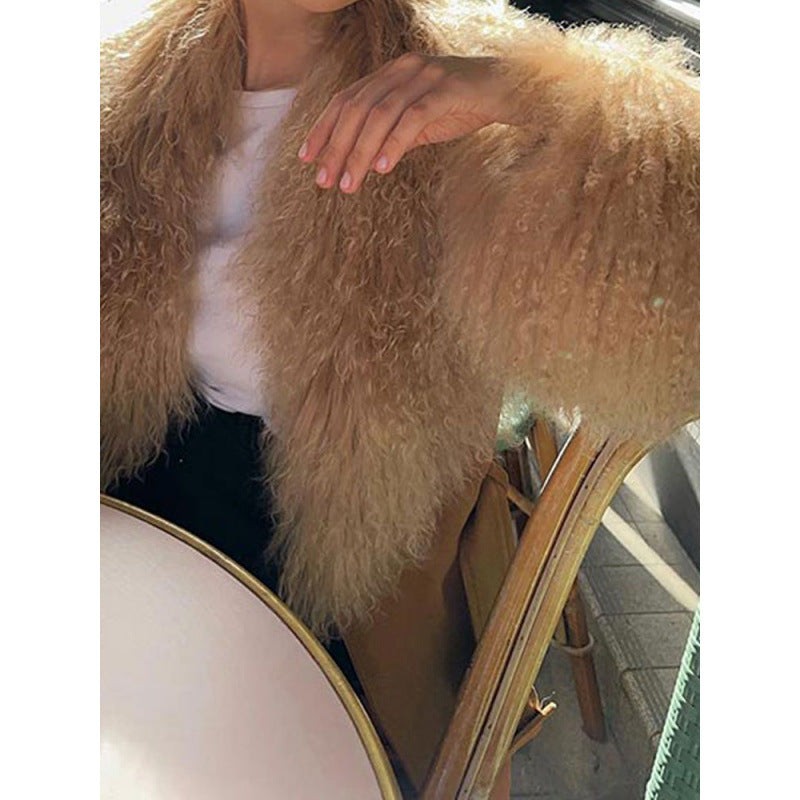 Dame overdimensioneret frakk med luksuriøs kunstpels Stilla