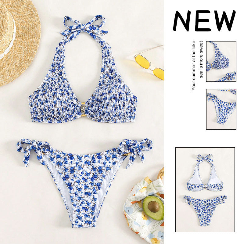 Dame Triangel-Bikini med legende ruffles detaljer og elegant knude design Skovae