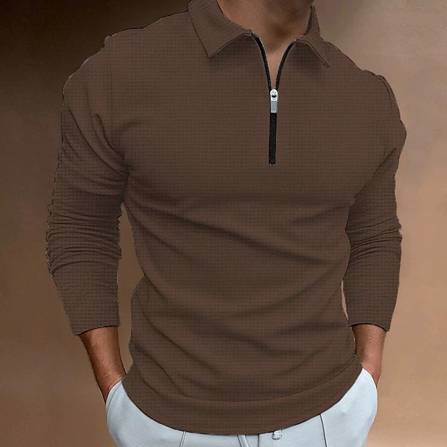 Herrer Polo-Shirt med lynlås og struktureret design Stilla