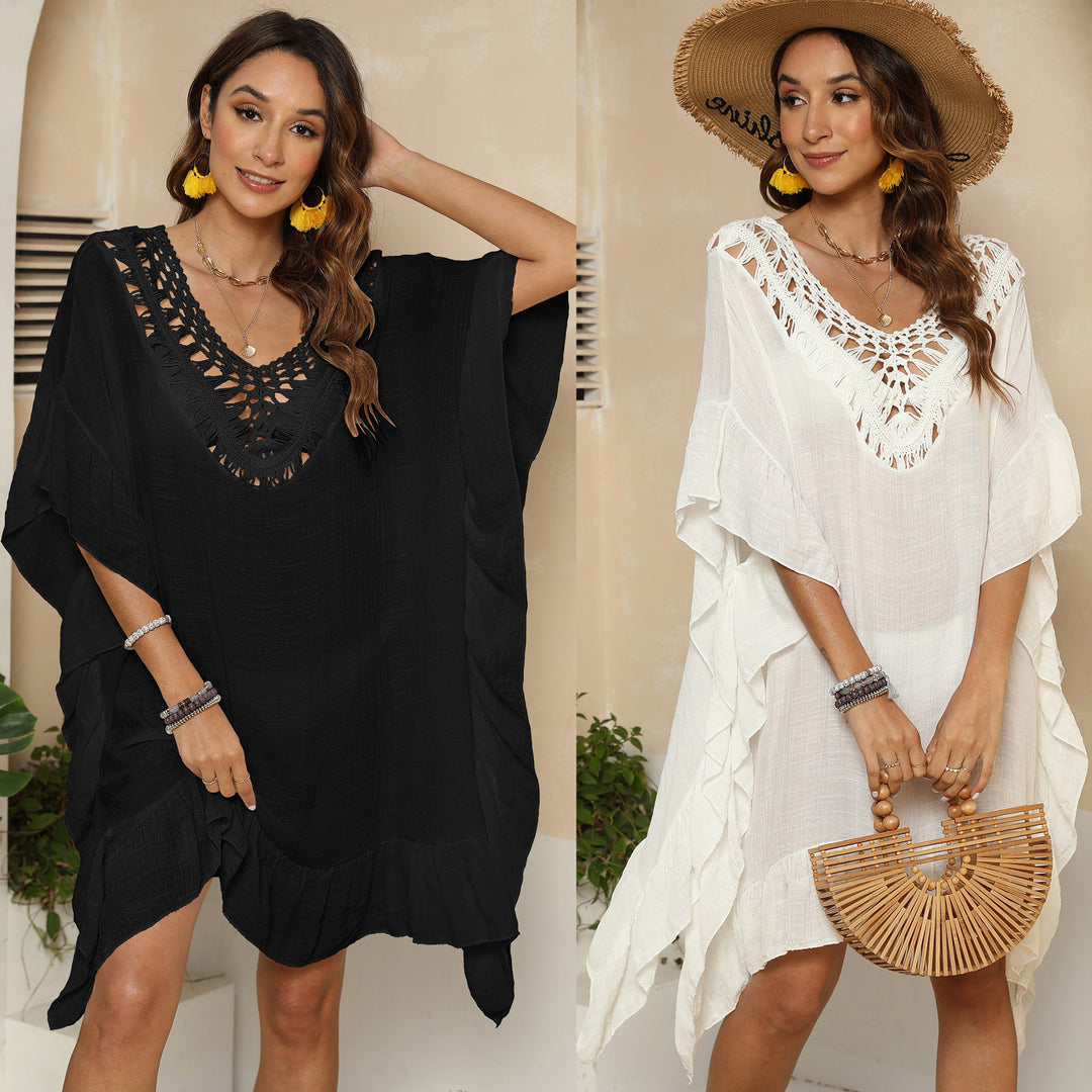 Dame elegant kaftan med fin hæklet spids Skovae