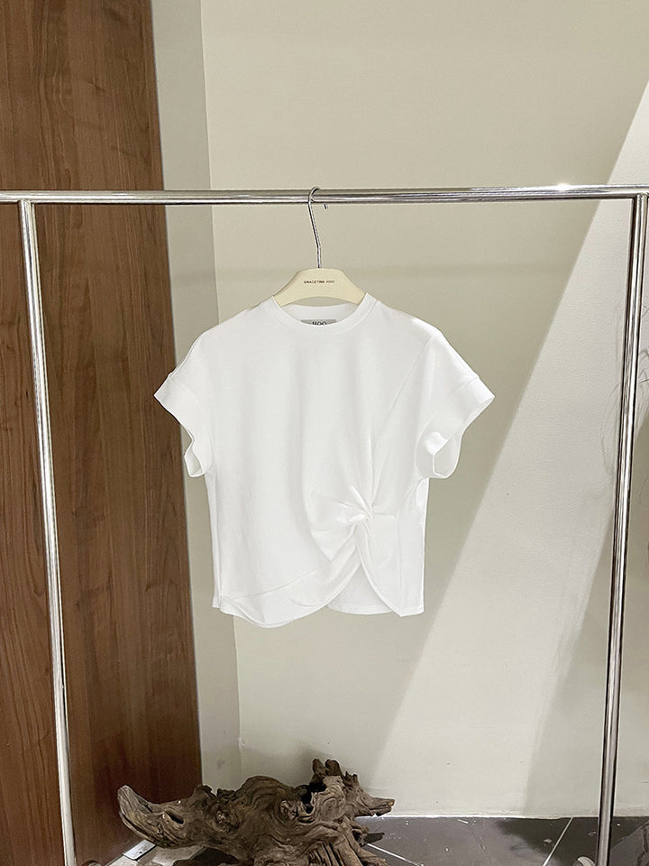 Dame loose T-shirt med knude-detalje og kvalitets jersey Stilla