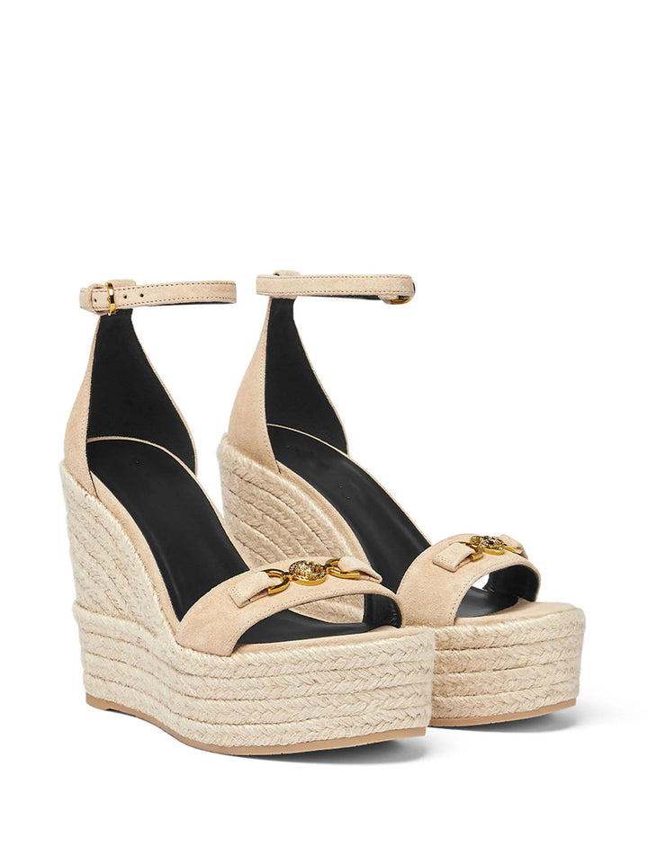 Femme Espadrille Keil Sandaler med justerbar ankelrem og dekorativ kæde Stilla