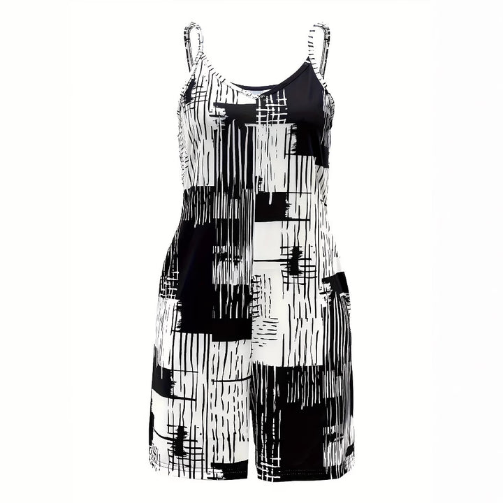 Dame moderigtig jumpsuit med grafisk design Stilla