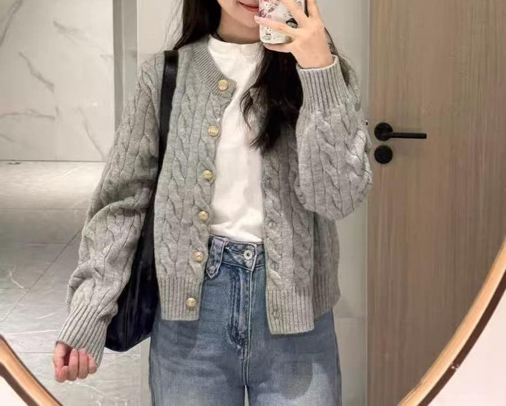 Damer Cozy Cardigan med Kabelstrik Mønster Stilla
