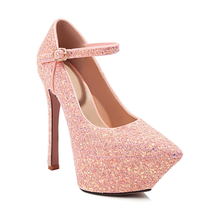 Femme Funklende Høje Mary Jane Pumps med Platformdesign Stilla