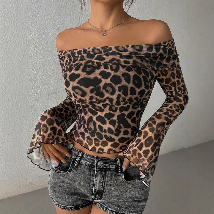 Dame Off-Shoulder Bluse med vidde udvidede ærmer Skovae