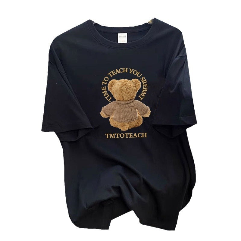 Dame T-shirt med charmerende bjørnemotiv og inspirerende skrift Stilla