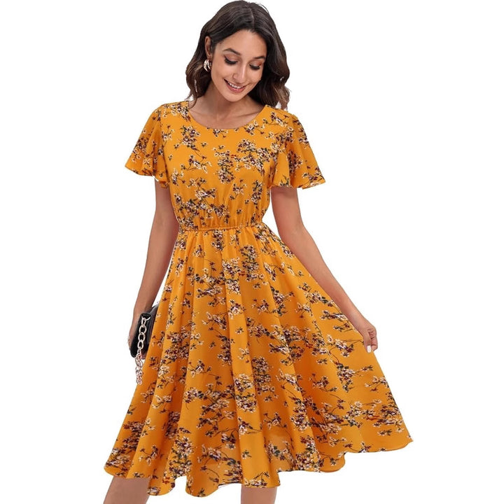 Kvinder Floral Flare Midi Kjole Stilla