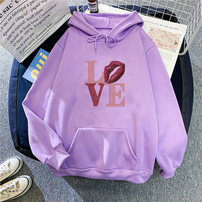 Kvinders hoodie med kreativ læbe-design Skovae