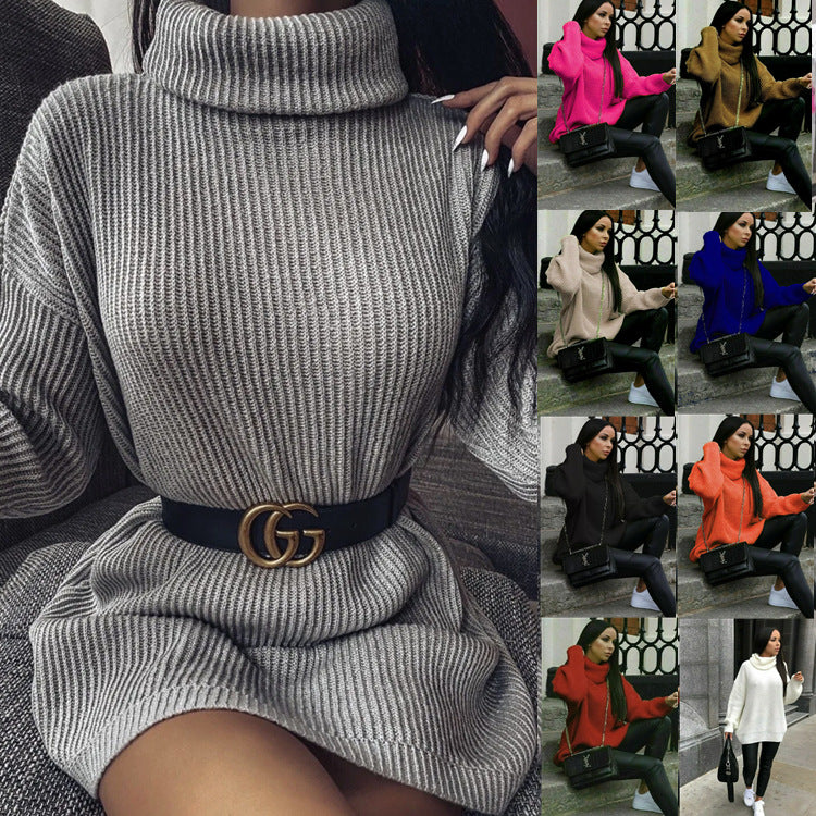 Kvinders strikket sweater med høj hals og høj pasform Stilla