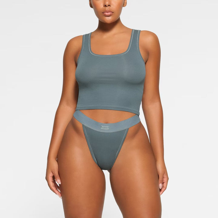Dame Ribstrik Sport Crop Top Stilla