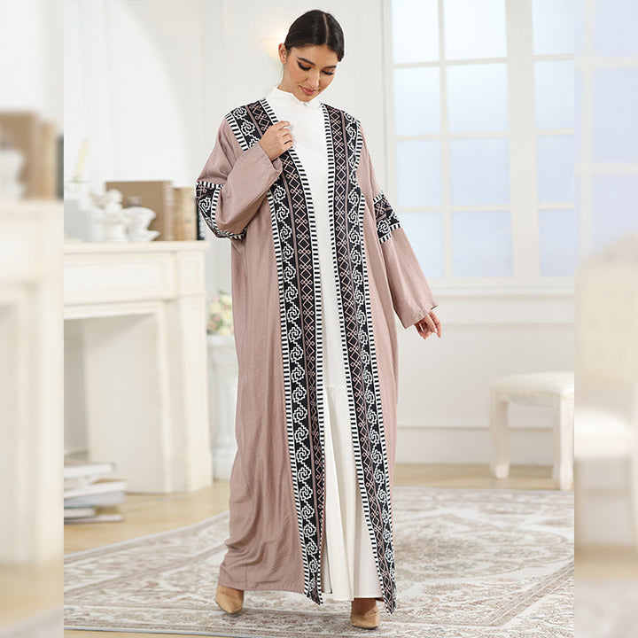 Dame Mode Kaftan med kunstneriske dekorationer Stilla