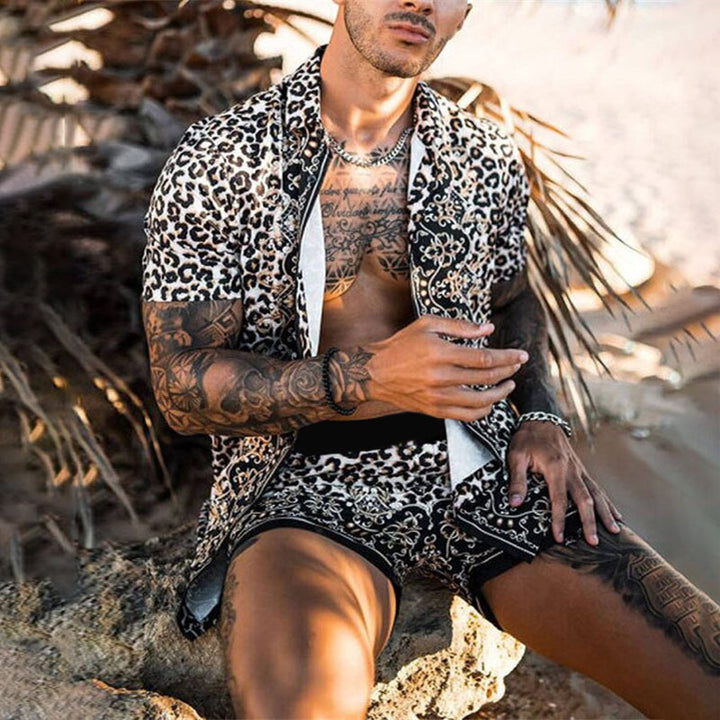 Herre Tropical Print Casual Kort Sæt Stilla