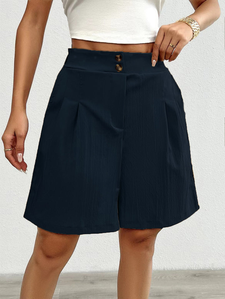 Damer casual shorts med høj talje og dekorative knapdetaljer Stilla