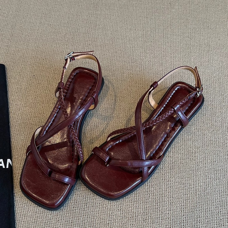 Damer Flettet Rem Sandaler Flade Stilla